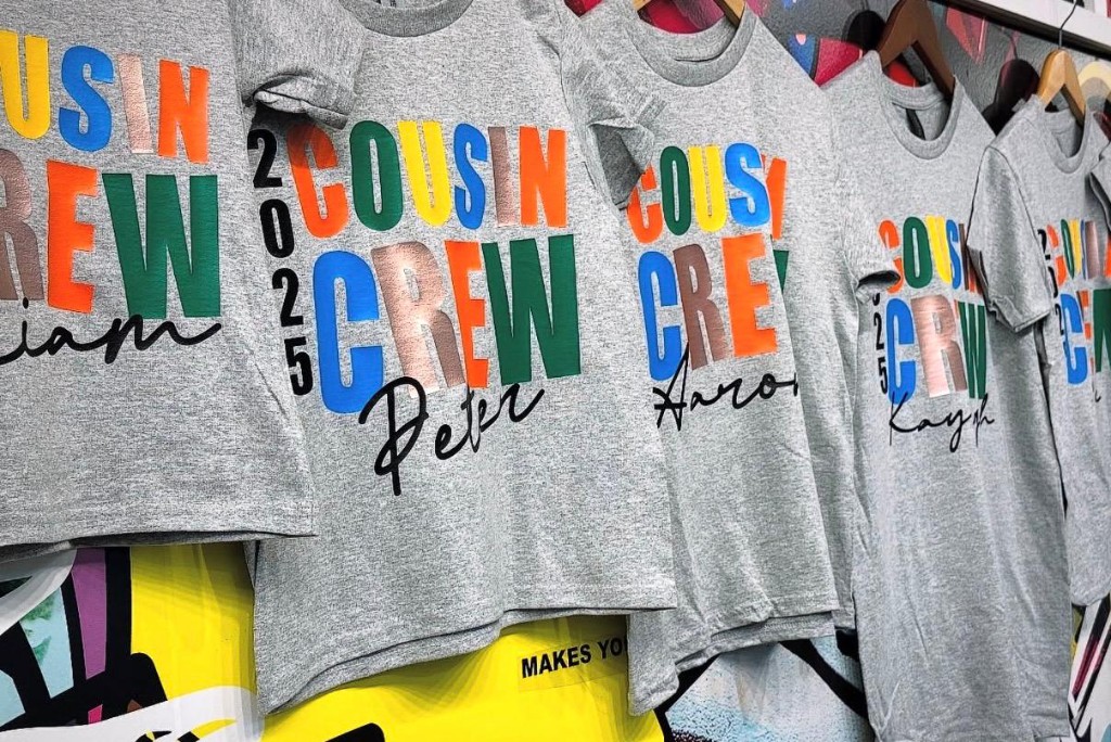 Colorful family matching t-shirts