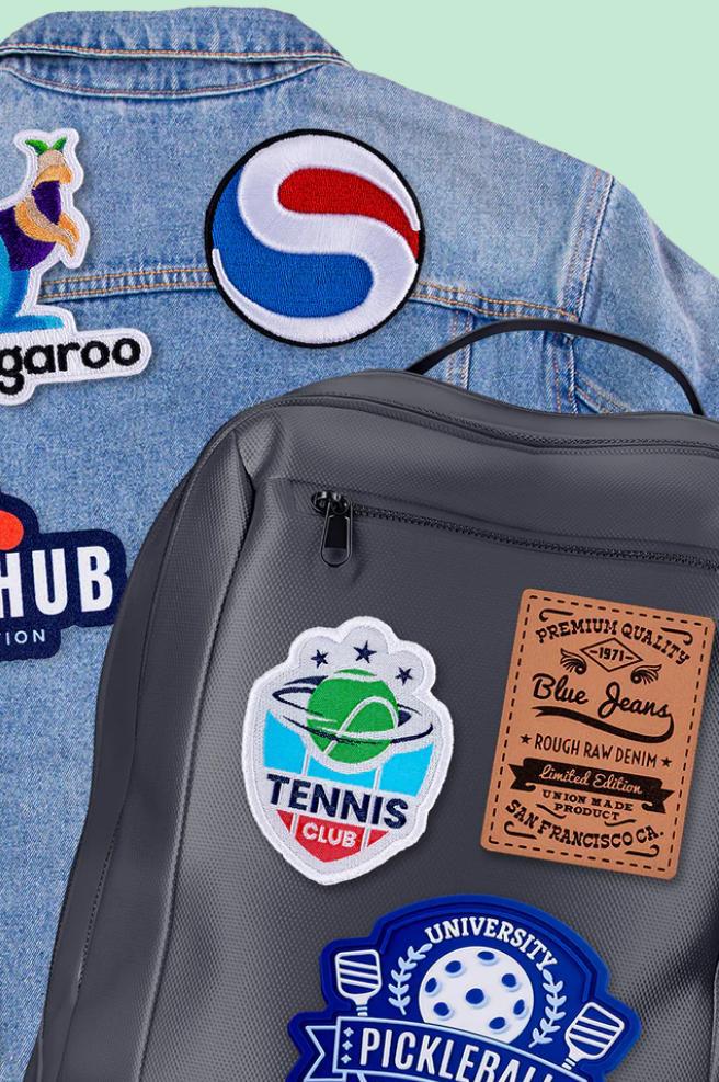 Custom embroidered patches on denim